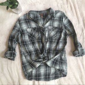 Bit & bridle flannel plaid button down shirt